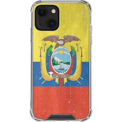 Ecuador Flag Distressed iPhone 14 Clear Case